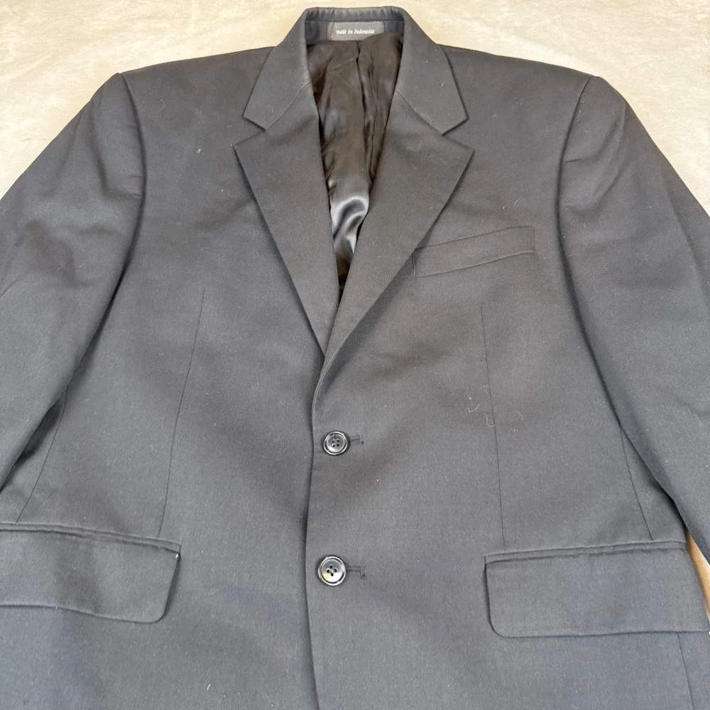 Chaps Mens 39S Black 100% Wool Blazer Two Button‎ Sport Coat Woolmark 50C00781PS